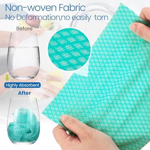 Tioncy 400 Pcs Disposable Cleaning Cloths Reusable Handy Wipes for Kitchen Multi-purpose Disposable Cleaning Towels and Dish Cloths Absorbent Cleaning Cloth Wipes for Kitchen and Home(Colorful) - Image 3