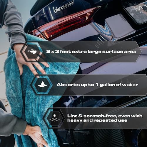 Blackline Microfiber Car Drying Towel 24"x36", 1300GSM Twisted Loop - Image 3