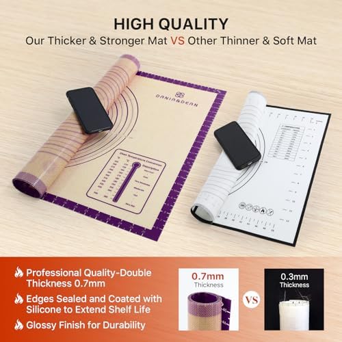 DANIA & DEAN 36"x24" Extra Thick Silicone Baking Mat for Pastry and Bread | Non-Slip & Non-Stick Mat with Measurements, for Pizza, Pie Crust, Dough Rolling, Pasta & Sourdough, Reusable Counter Sheet - Image 4