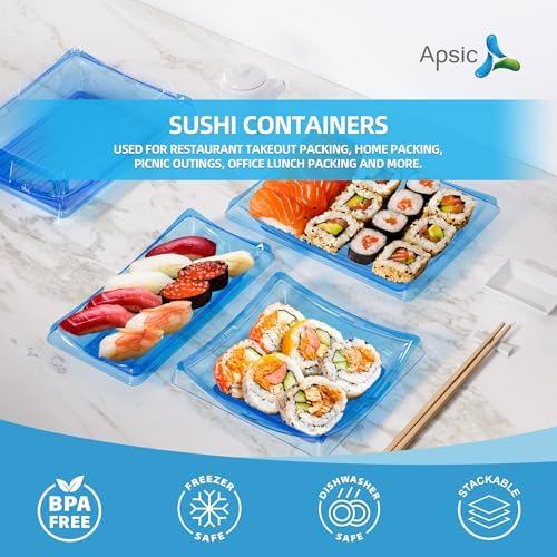 280 Set Disposable Blue Sushi Containers with Lids | Square Japanese-Style, Takeaway Food Boxes for Camping, Picnics & Restaurants - Image 3
