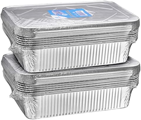 Diplastible 11x7 Disposable Aluminum Pans with Covers - 20 Pack - Pan with Foil Lids Perfect for Baking Cooking Food and Storage Container - Image 6