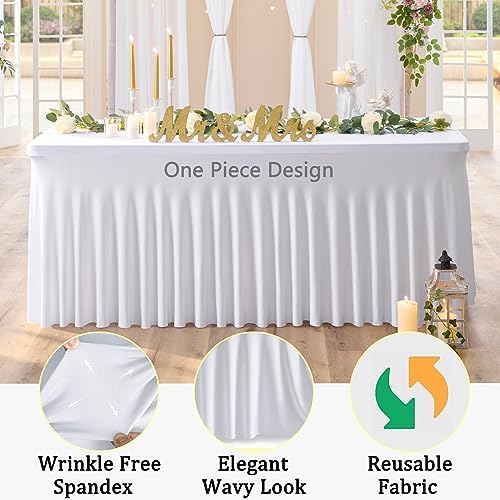8 Pack Spandex Tablecloth for 6 Foot Rectangle Tables, Wrinkle Free Stretch Table Cloths 6ft Fitted Table Cover Desk Skirt for Parties Weddings Birthday Banquet Baby Shower - Image 3