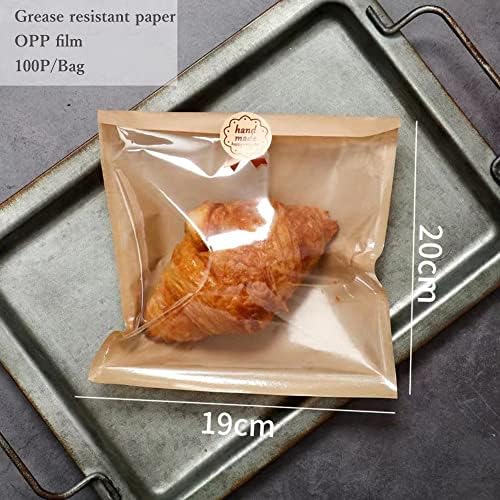 Kraft Bread Bags with Window - Toast Bag Packaging (100 Pieces) (7.1 * 7.5 inches) - Image 3