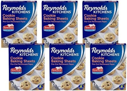 Reynolds Kitchens Cookie Baking Sheets, Pre-Cut Parchment Paper (22 Sheets, Pack of 6) by Reynolds+KITCHENS