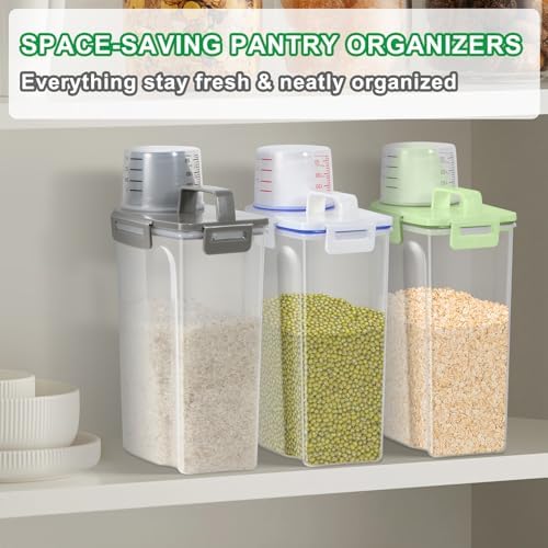 TBMax Rice Container Cereal Storage Container 2 Pack 5 Lbs, Kitchen Pantry Dry Food Storage Holder with Easy-Pouring Spout & Handy Cup, Small Pet Dog Cat Food Dispenser for Daily Feeding -Grey - Image 6