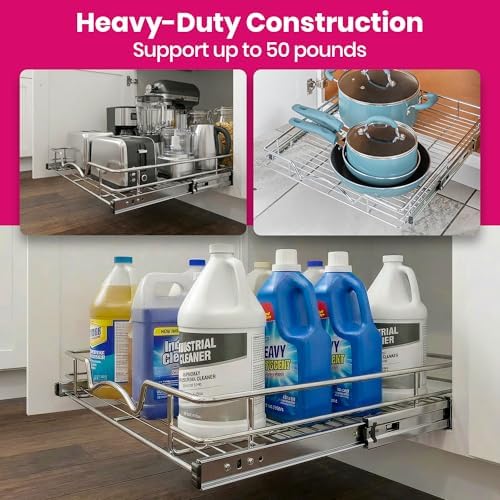 HOLDN’ STORAGE Pull Out Cabinet Organizer, 28”W x 21”D Cabinet Drawer - Image 4