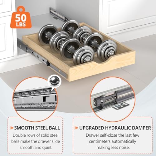 ZOINLIY Wooden Pull Out Cabinet Organizer, 21'' Deep Slide Out Drawer - Image 3