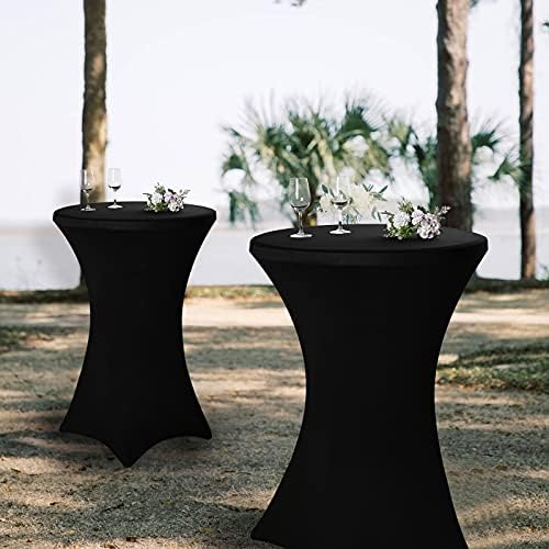 Pesonlook 6 Pack Black Cocktail Spandex Table Cover,32x43 Inch - Image 2