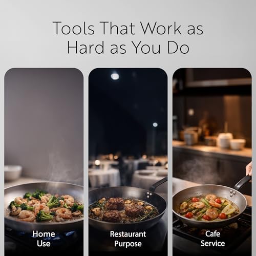 Restaurantware Met Lux 10 Inch Fry Pans, 6 No-Stick Frying Pans - Induction-Ready, Triple-Riveted, Silver Carbon Steel Cooking Skillets, Durable, For Searing, Sauteing, And Browning Food - Image 6