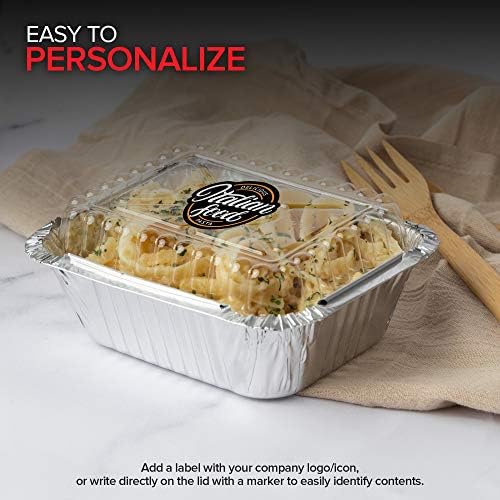 Stock Your Home 1 lb Small Aluminum Pans with Clear Plastic Lids (100 Pack), Disposable Cookware & Takeout Trays for Restaurants & Catering - Image 6