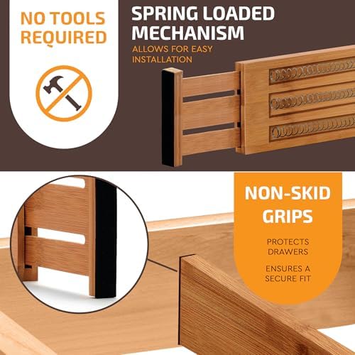 6-Pack Deep Drawer Dividers 4-Inch High Dresser Drawer Organizer, Bamboo - Image 5