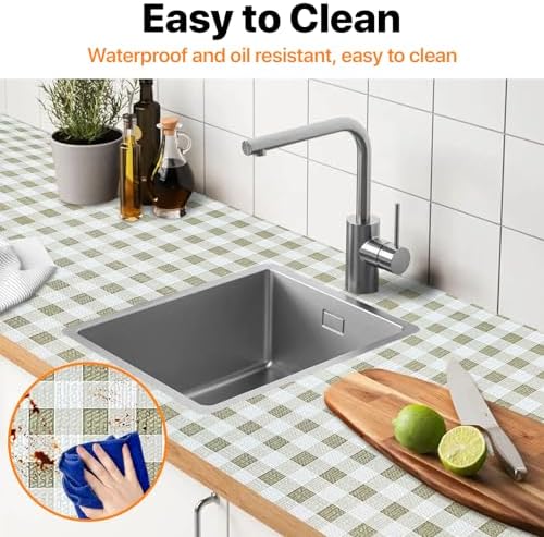 Niviy Shelf and Drawer Liner for Kitchen Cabinet, 12in x 20FT Waterproof Washable Thickened Shelf Paper Refrigerator Easy Liners for Shelves Bathroom with Knife Tape Measure, Light Green - Image 7