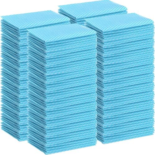 Tioncy 400 Pcs Disposable Cleaning Cloths Reusable Handy Wipes for Kitchen Multi-purpose Disposable Cleaning Towels and Dish Cloths Absorbent Cleaning Cloth Wipes for Kitchen and Home(Blue) by Tioncy