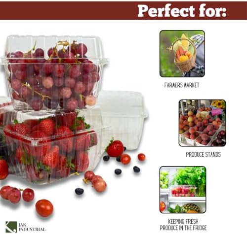 75 Pack - Quart Berry/Produce Basket - Vented Plastic Containers - for Tomatoes, Peppers, Grapes, Clementines - Image 4