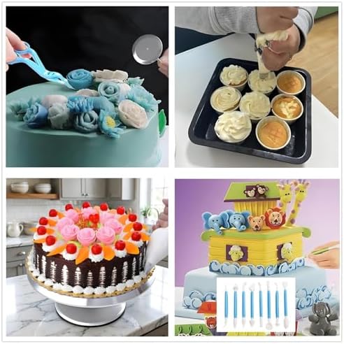 ANSLYQA Cake Decorating Kit, 393 Pcs Baking Tools | Aluminium Cake Turntable, Leveler, 55 Numbered Icing+Skirt Tips, 2 Spatulas, 100 Pastry Bags, 150 Cupcake Liners & More - Image 5