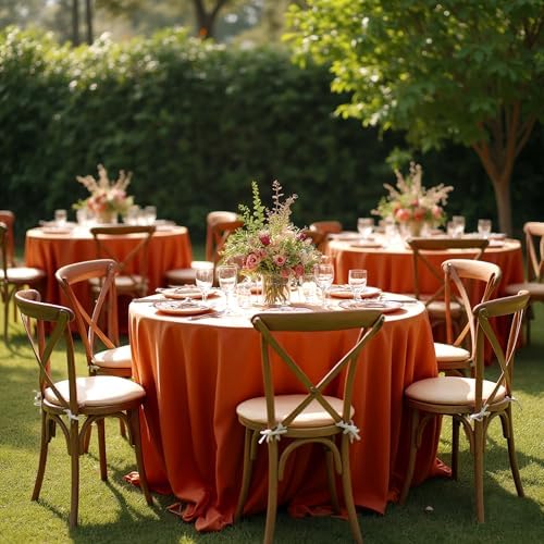 Fitable 6 Pack Rust Tablecloths 90 Inch Round for 36"-72" Tables - Image 4