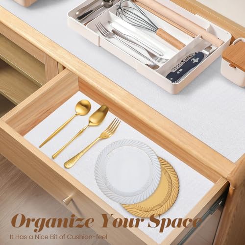 12 in x 30 FT Drawer Liner and Shelf Liner for Kitchen Cabinets Non Adhesive Strong Grip Cabinet Liner Non-Slip Drawer Liner for Shelves, Thickened Durable Waterproof Cupboard Liner, White - Image 6