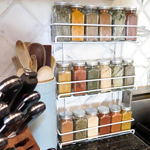 Evelots 3-Tier Spice Rack Organizer Door/Wall Mount, Holds Up to 18 Bottles - Image 3
