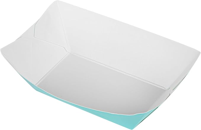 Restaurantware-Bio Tek 6 Ounce Boat Paper Boats, 400 Disposable #40 Food Trays - PE Lining, Durable, Turquoise Paper Food Baskets, For Concession Stands, Picnics, or Fairs, Stackable - Image 10