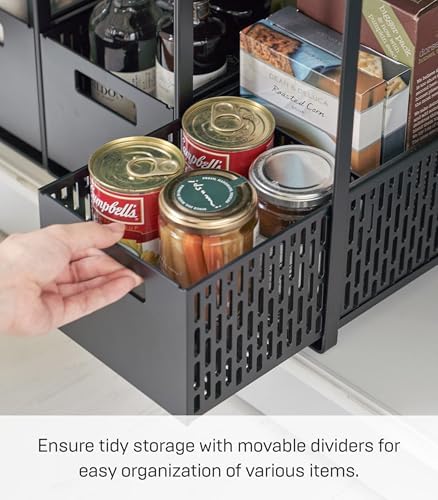 YAMAZAKI Home 2-Tier Storage Basket, Under-Sink Storage, ABS Plastic, Black - Image 6