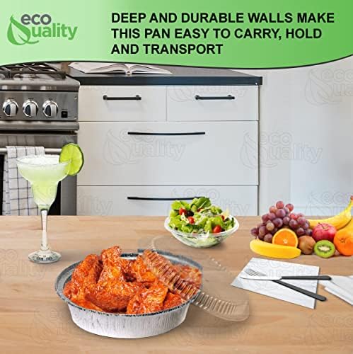 EcoQuality 8" Round Aluminum Foil Pans with Clear Lids - Disposable Containers with Foldable Walls for Pie Baking, Cooking, Serving, Reheating, and Storing - Freezer and Oven Safe Tart Pan 250 Pack - Image 6