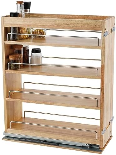 DINDON Pull Out Spice Rack Organizer for Cabinet, (5" W x 21.9" D x 25.2" H) Multi-Use Wood Pull Out Cabinet Organizer Slide Out Shelf Cabinet Storage for Kitchen, Pantry Organization by DINDON