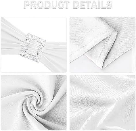 Joccun 60 PCS Spandex Chair Sashes Bows Stretch Chair Cover Band with Buckle Slider Universal Elastic Chair Ties for Wedding Banquet Party Event Decoration (White) - Image 3