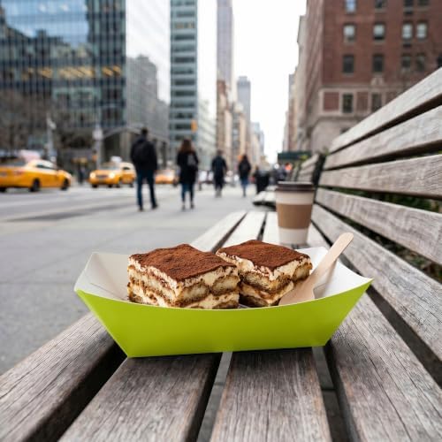Restaurantware-Bio Tek 1 Pound Food Trays, 50 Disposable Paper Food Trays - Heavy-Duty, Greaseproof, Green Paper Food Boats, For Snacks, Appetizers, Or Treats, Use At Parties Or Carnivals - Image 4