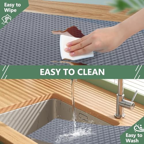 Shelf Liners, Non-Adhesive Drawer Liner, Waterproof & Oil-Proof Kitchen Cabinet Cupboard Liner Plastic EVA Material BPA Free Fridge Liner Mats Paper Protector for Shelves (Grey/20in x 240in) - Image 5