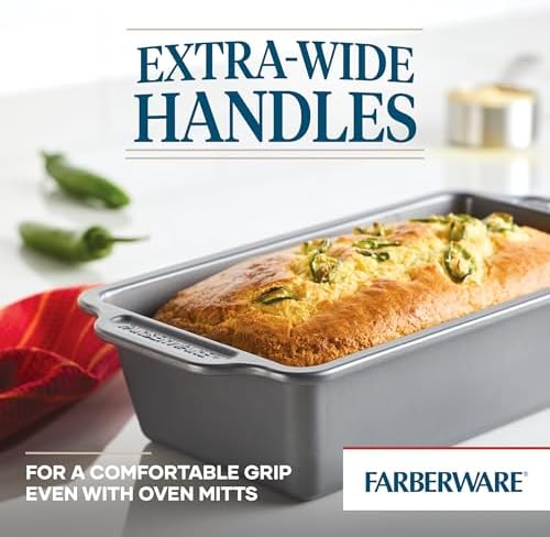 Farberware Steel Nonstick Baking, Includes Cookie, Loaf/Meatloaf, Cake Pan, 4 Piece Non Stick Bakeware Set, Gray - Image 5