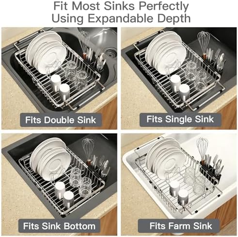 MAJALiS Dish Drying Rack Over The Sink with Utensil Holder - Image 4