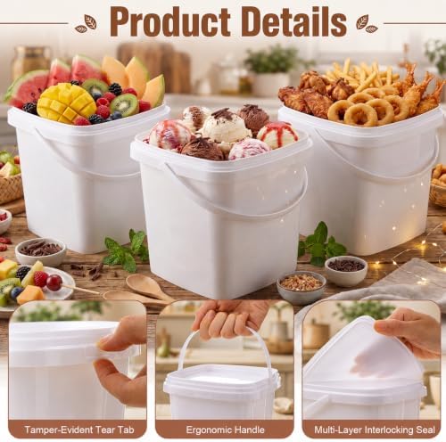 Blushtier 36 Pack 2 Qt/68 oz Ice Cream Containers with Lids and Handles - Image 2