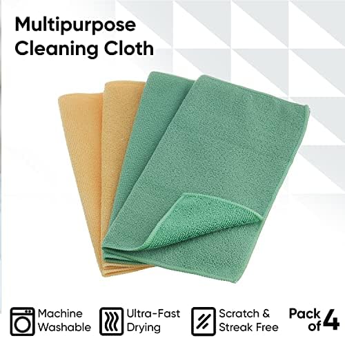 Superio Microfiber Cleaning Cloths, Pack of 4 (2 Yellow & 2 Green), Absorbent Lint-Free Towels for Cars, Kitchen, Bathroom & Household Cleaning, 16 Inch All-Purpose Microfiber Rags - Image 6