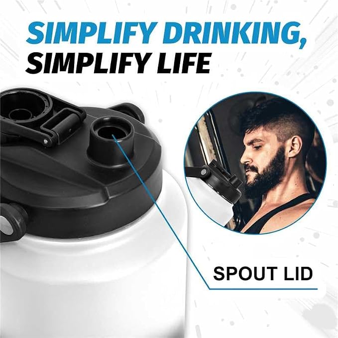 NATURE PIONEOR 1 Gallon (128oz) Insulated Water Bottle Jug with Carrier Bag | 18/8 Food-grade Stainless Steel, Double Vacuum Insulation, Wide-Mouth, Straw & Spout Lid, Strap, Camping, Hiking, Gym, Work - Image 2