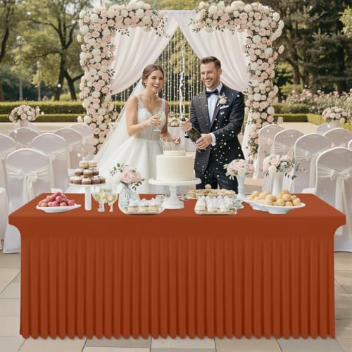 Smiry 2 Pack Spandex Elastic Fitted Table Cloth Skirt for 8FT Table - Image 2