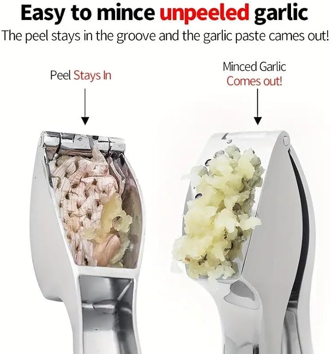 Garlic Press, Stainless Steel Mincer and Crusher with Garlic Rocker, Professional Grade, Dishwasher Safe, RustProof Premium Metal Garlic Press – Easy Squeezing - Image 4