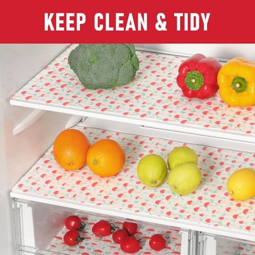 Cooyes 6 Pack Cloth Shelf Liners for Kitchen Cabinets, 17.7" × 36", Non-Slip Refrigerator Liners Machine Washable, Freezer Drawer Mats for Glass Shelves and Kitchen Cabinets, (Red Mushroom) - Image 2