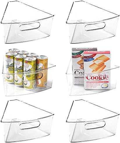 Leeden Lazy Susan Organizer for 28" Diameter Corner Lazy Susan, Plastic Kitchen Cabinet Storage Bins with Handle, 6 Packs, 1/8 Wedge - Food Safe, BPA Free by LEEDEN