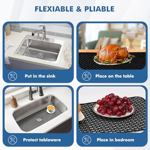Bestjing Silicone Sink Protectors for Kitchen Sink-24.8"x 13" Center Drain - Image 5