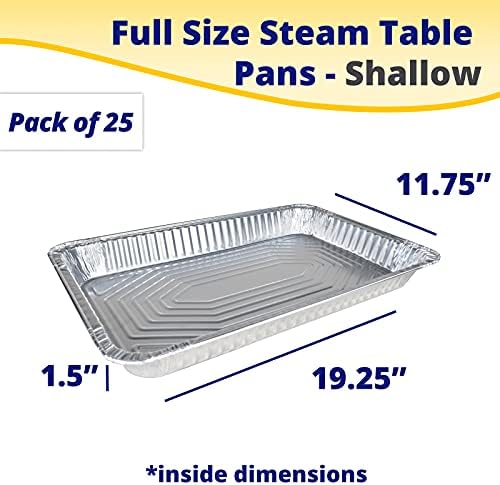 IDL Packaging Full Size Aluminum Steam Table Pans - Shallow, 21" x 13" x 1.5" (pack of 25) - Disposable Foil Pan for Grilling, Roasting, BBQ, Cooking, Baking, Freezing - Image 2