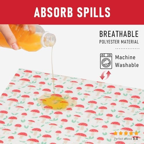 Cooyes 6 Pack Cloth Shelf Liners 12" × 24", Non-Slip Refrigerator Liners Machine Washable, Easy to Cut, Freezer Drawer Mats for Glass Shelves and Kitchen Cabinets, (Red Mushroom) - Image 5