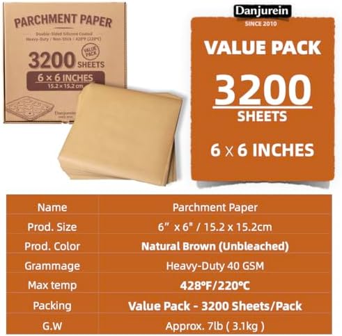 Bulk 6x6" 3200Pcs Unbleached Food grade Patty Parchment Paper Squares | Commercial Non-stick greaseproof separate burger patties, cookies, freeze food & wrap candies for delis & food shops. - Image 2