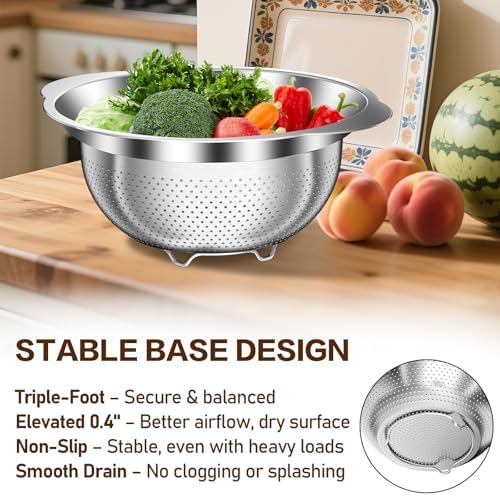 Stainless Steel Colander for Kitchen, 5 Quarts Stainless Steel Strainer, Pasta Strainer for Spaghetti Fruits Vegetables Cooking Food, Large Capacity with Handle Kitchen Food Strainer Basket - 1 Pack - Image 5