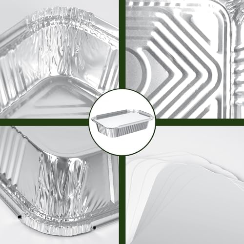 Notwoe® 30 Pack Disposable Aluminum Pans with Lids, 10x7.5 and 7.3x5.3 Square 6.9x4.3 Square Combo Set, Disposable Baking and Cake Pan. (30-Pack w/Lids) - Image 3