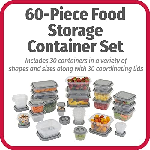 GoodCook EveryWare 60pc Container Set, BPA Free - 60-Piece Food Container Set, Microwave and Freezer Safe, Embossed Measurements, Secure Lids - Image 2
