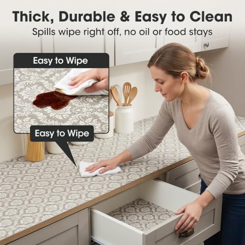 Coavas Shelf and Cabinet Liner, Easy Cut Protective (Beige, 12 in x 30 ft) - Image 5