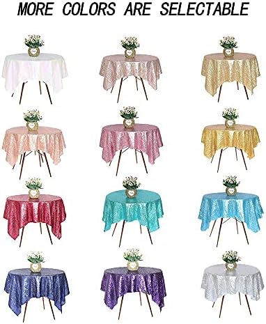 JYFLZQ Baby Blue Sequin Tablecloth, Glitter Table Cover 50x50 Inch Square - Image 6