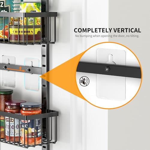Moforoco Over The Door Pantry Organizer, Pantry Door Organizer Shelves, Kitchen Organizers and Storage, Hanging Basket Wall Spice Rack Seasoning Shelves, Laundry Room Bathroom accessories（Black - Image 5