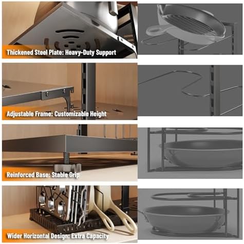 PureBox 5 Tier Pot Rack Pans Organizer Adjustable 8 Pots Kitchen Storage - Image 2