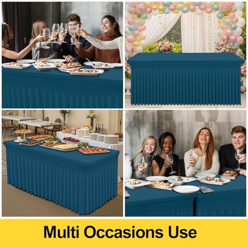 Smiry 2 Pack Spandex Elastic Fitted Table Cloth Skirt for 8FT Table - Image 5